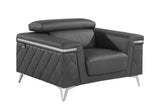 42" Gray And Silver Top Grain Leather Club Chair