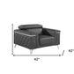 42" Gray And Silver Top Grain Leather Club Chair