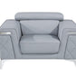 42" Light Gray And Silver Top Grain Leather Club Chair