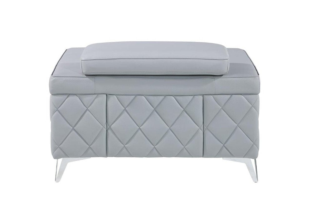 42" Light Gray And Silver Top Grain Leather Club Chair