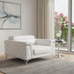 42" White And Silver Top Grain Leather Club Chair