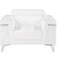 42" White And Silver Top Grain Leather Club Chair