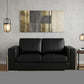 73" Black And Silver Metallic Top Grain Leather Loveseat