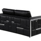 73" Black And Silver Metallic Top Grain Leather Loveseat