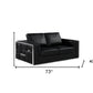 73" Black And Silver Metallic Top Grain Leather Loveseat