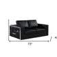 73" Black And Silver Metallic Top Grain Leather Loveseat