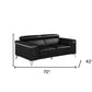 70" Black And Silver Metallic Top Grain Leather Loveseat