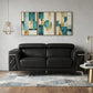 70" Black And Silver Metallic Top Grain Leather Loveseat