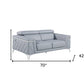 70" Light Blue And Silver Metallic Top Grain Leather Loveseat