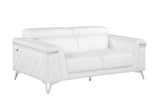 70" White And Silver Metallic Top Grain Leather Loveseat