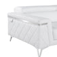 70" White And Silver Metallic Top Grain Leather Loveseat