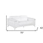70" White And Silver Metallic Top Grain Leather Loveseat
