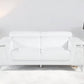 70" White And Silver Metallic Top Grain Leather Loveseat