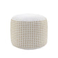 18" White Jute Blend Round Geometric Pouf Ottoman