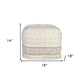 18" Cream Cotton Striped Pouf Ottoman