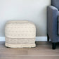 18" Cream Cotton Striped Pouf Ottoman