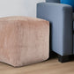 18" Beige Chenille Cube Pouf Ottoman