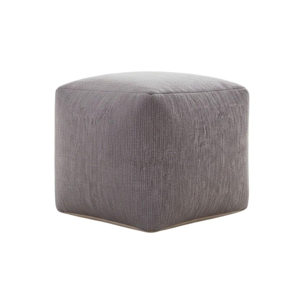 18" Beige Chenille Cube Pouf Ottoman