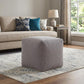 18" Beige Chenille Cube Pouf Ottoman