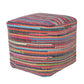 18" Red And Black Cotton Cube Striped Pouf Ottoman