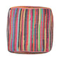18" Red And Black Cotton Cube Striped Pouf Ottoman