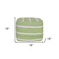 18" Green and White Cotton Striped Cube Pouf Ottoman
