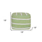 18" Green And White Cotton Cube Striped Pouf Ottoman