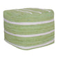 18" Green and White Cotton Striped Cube Pouf Ottoman