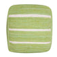 18" Green And White Cotton Cube Striped Pouf Ottoman