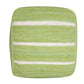 18" Green and White Cotton Striped Cube Pouf Ottoman