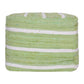 18" Green and White Cotton Striped Cube Pouf Ottoman
