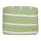 18" Green And White Cotton Cube Striped Pouf Ottoman
