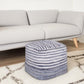 18" Blue and White Cotton Striped Cube Pouf Ottoman