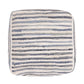 18" Blue Cotton Cube Striped Pouf Ottoman