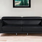 89" Black Italian Leather Sofa With Silver Legs