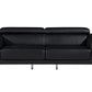 89" Black Italian Leather Sofa With Silver Legs