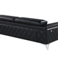 89" Black Italian Leather Sofa With Silver Legs