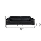 89" Black Italian Leather Sofa With Silver Legs