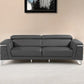 89" Dark Gray Italian Leather Sofa With Silver Legs