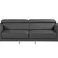 89" Dark Gray Italian Leather Sofa With Silver Legs