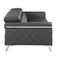 89" Dark Gray Italian Leather Sofa With Silver Legs