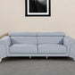 89" Light Blue Italian Leather Sofa With Silver Legs