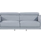89" Light Blue Italian Leather Sofa With Silver Legs