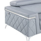 89" Light Blue Italian Leather Sofa With Silver Legs