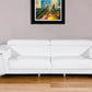 89" White Italian Leather Sofa With Silver Legs