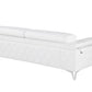 89" White Italian Leather Sofa With Silver Legs