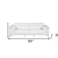 89" White Italian Leather Sofa With Silver Legs