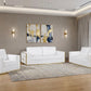 White Top Grain Leather Five Person Seating Set