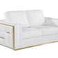 White Top Grain Leather Five Person Seating Set