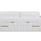 White Top Grain Leather Five Person Seating Set